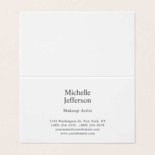 Zwart-wit minimalistische Plain Modern Visitekaartje (Buitenkant ongevouwen)