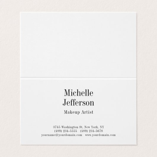 Zwart-wit minimalistische Plain Modern Visitekaartje (Buitenkant ongevouwen)