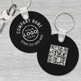 Zwart Wit Minimalistische QR Code Company Logo Sleutelhanger