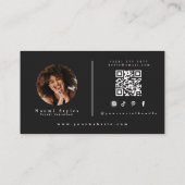 Zwart/Wit Minimalistische QR Code Professionele Fo Visitekaartje (Achterkant)