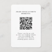 Zwart-wit minimalistische QR-code trouwfoto's Informatiekaartje (Voorkant)
