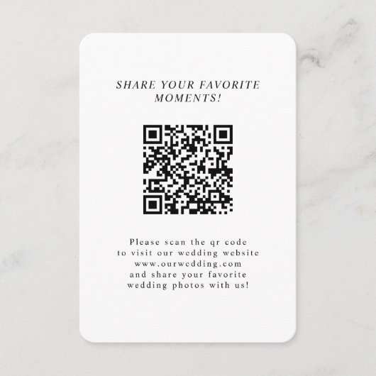 Zwart-wit minimalistische QR-code trouwfoto's Informatiekaartje (Voorkant)
