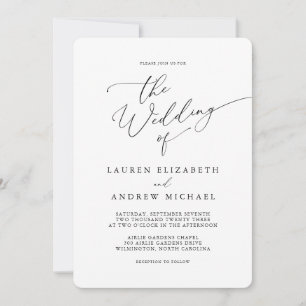 Zwart-wit minimalistische Roundcorner Wedding Kaart