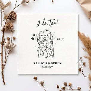 Zwart-wit minimalistische Schattige Dog Pet Weddin Servet