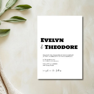Zwart & Wit Minimalistische Schone Moderne Trouwda Kaart