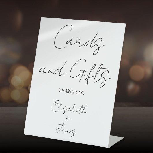 Zwart-wit minimalistische script Kaarten en gesche Reclamebord Met Voetstuk