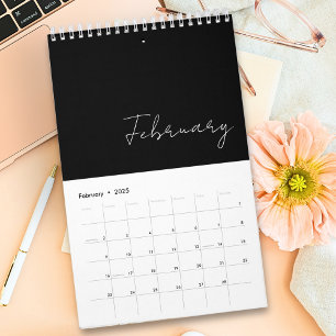 Zwart Wit Minimalistische Script Typografie Aangep Kalender