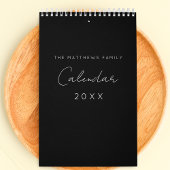 Zwart Wit Minimalistische Script Typografie Aangep Kalender