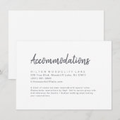 Zwart-wit minimalistische scriptaccommodatie informatiekaartje (Voorkant / Achterkant)