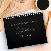 Zwart-wit minimalistische scripttypografiefamilie kalender