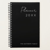 Zwart-wit minimalistische scripttypografiefamilie planner (Voorkant)