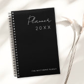 Zwart-wit minimalistische scripttypografiefamilie planner