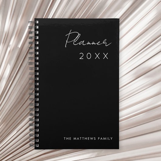 Zwart-wit minimalistische scripttypografiefamilie planner
