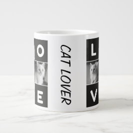 Zwart-wit Minimalistische Simple CAT Lover Grote Koffiekop