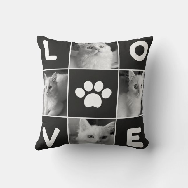 Zwart-wit Minimalistische Simple Love Square Kussen (Achterkant)
