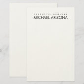 Zwart-wit minimalistische Simple Plain Modern Briefpapier (Voorkant / Achterkant)