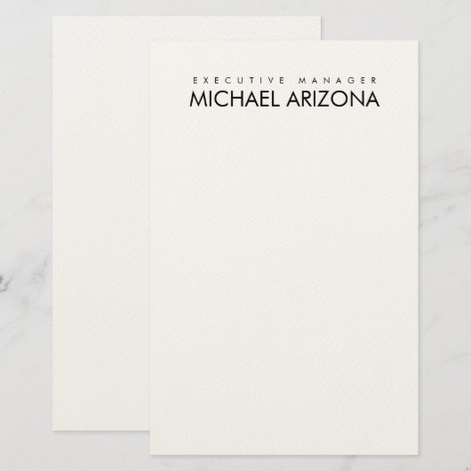 Zwart-wit minimalistische Simple Plain Modern Briefpapier (Voorkant / Achterkant)