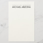 Zwart-wit minimalistische Simple Plain Modern Briefpapier (Voorkant)