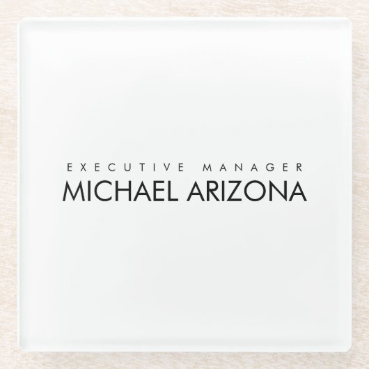 Zwart-wit minimalistische Simple Plain Modern Glazen Onderzetter (Voorkant)