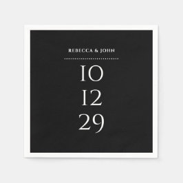 Zwart-Wit Minimalistische Speciale Datum Trouwdag Servet