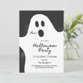 Zwart-wit minimalistische spook Halloween Party Kaart (Staand voorkant)