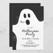 Zwart-wit minimalistische spook Halloween Party Kaart (Voorkant / Achterkant)