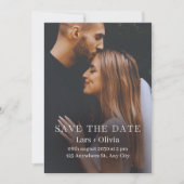 Zwart-Wit Minimalistische Stijlvolle Foto Save The Date (Voorkant)