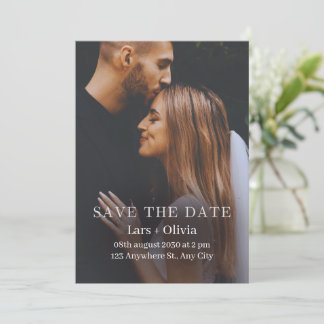 Zwart-wit minimalistische stijlvolle foto save the date