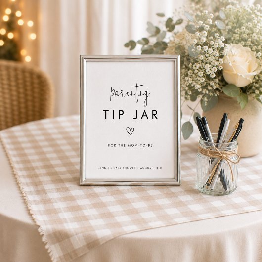 Zwart & Wit Minimalistische Tip Jar voor Ouders Poster