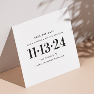 Zwart & Wit Minimalistische Trouwdag. Eenvoudige T Save The Date