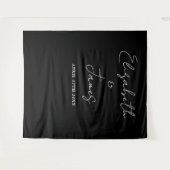 Zwart-wit minimalistische trouwfoto achtergrond wandkleed (Voorkant (horizontaal))