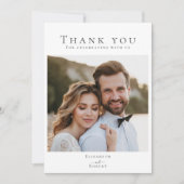Zwart-wit minimalistische trouwfoto bedankkaart (Voorkant)