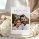 Zwart-wit minimalistische trouwfoto bedankkaart