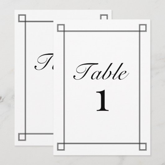 Zwart-wit minimalistische trouwtafel nummers kaart (Voorkant / Achterkant)