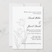 Zwart-wit minimalistische tulp bruiloft kaart (Voorkant)