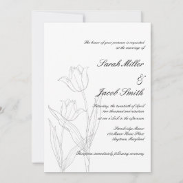 Zwart-wit minimalistische tulp bruiloft kaart