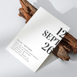 Zwart wit minimalistische typografie bruiloft + QR Kaart