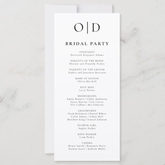 Zwart Wit Minimalistische Typografie Trouwprogramm (Achterkant)