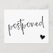 Zwart & Wit Minimalistische Uitgestelde Bruiloft Aankondigingskaart (Voorkant)