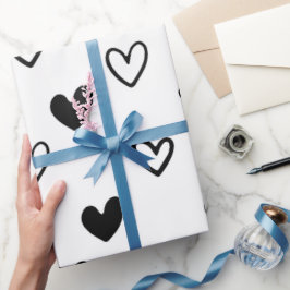 Zwart-wit minimalistische Valentijnsdag Cadeaupapier