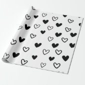 Zwart-wit minimalistische Valentijnsdag Cadeaupapier (Uitgerold)