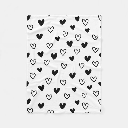 Zwart-wit minimalistische Valentijnsdag Fleece Deken (Voorkant)