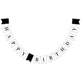 Zwart-wit minimalistische verjaardag vlaggetjes