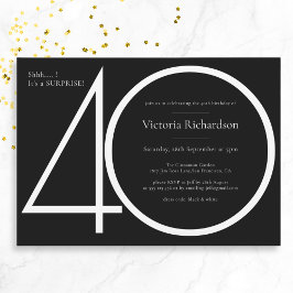 Zwart Wit Minimalistische Verrassing 40e Verjaarda Kaart