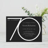 Zwart Wit Minimalistische Verrassing 70e Verjaarda Kaart (Staand voorkant)