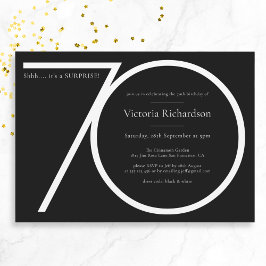 Zwart Wit Minimalistische Verrassing 70e Verjaarda Kaart