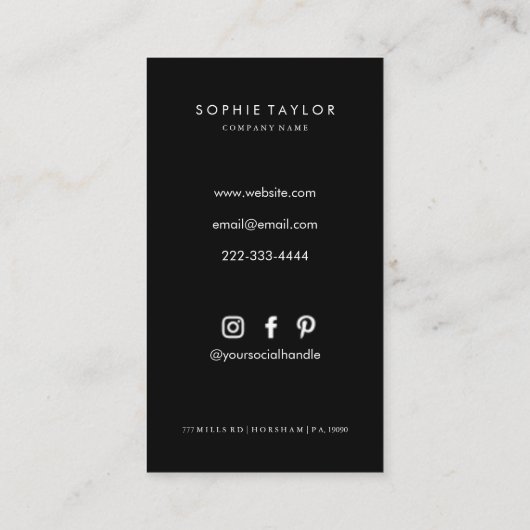 Zwart-wit Minimalistische Verticale QR Code Visitekaartje (Achterkant)