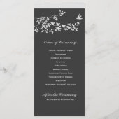 Zwart-wit minimalistische vogels huwelijksprogramm programmakaart (Achterkant)