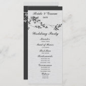 Zwart-wit minimalistische vogels huwelijksprogramm programmakaart (Voorkant / Achterkant)