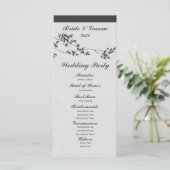 Zwart-wit minimalistische vogels huwelijksprogramm programmakaart (Staand voorkant)